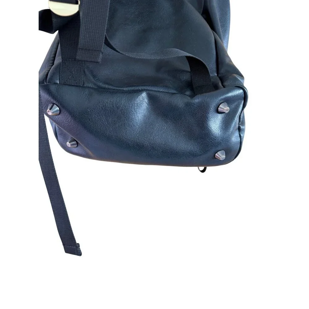 Versace Parfums Mens Faux Leather Black Backpack with Gold Details Modern